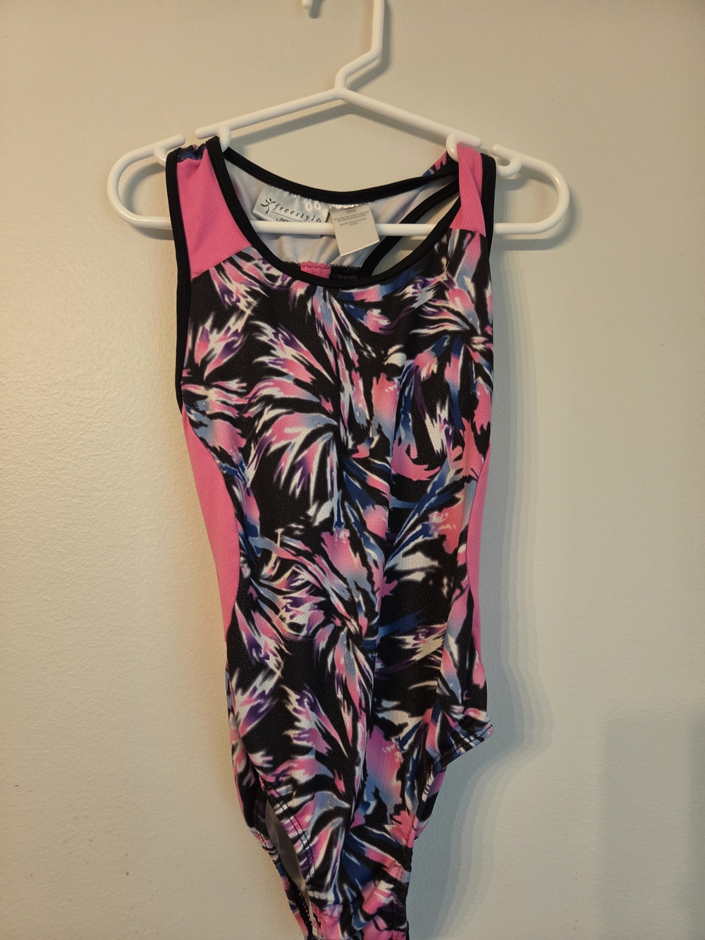 Freestyle Pink, Black & Blue Patterned Girls' One-Piece